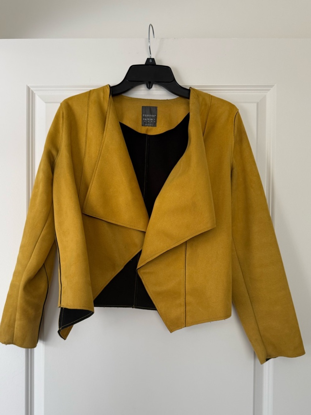 Primark Mustard Draped Open-Front Faux Suede Jacket